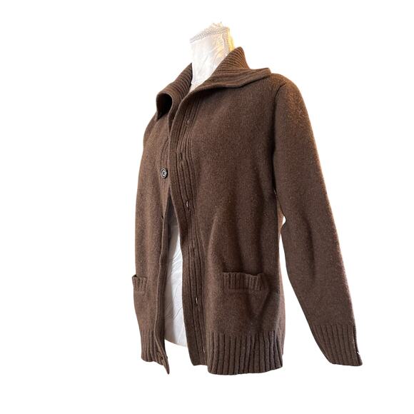 Vintage Brown Merino Wool Cardigan Womens Sz Medium Heritage Cabincore Academia - Picture 16 of 16